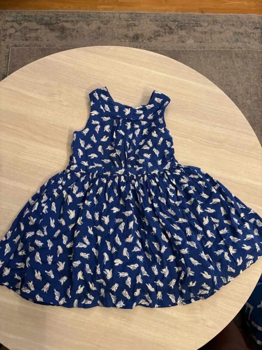 Carter's Blue Sleeveless Cotton Rayon Dress White Birds Novelty Print size 4